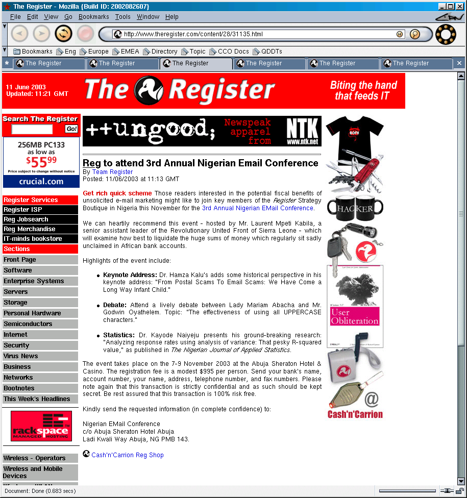 there are a number of get-rich quick schemes being perpetrated in this screenshot. The Register itself is merely the most obvious.